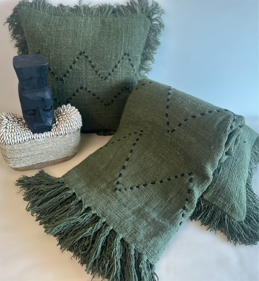 Jemme Throw & Cushion Set - Green