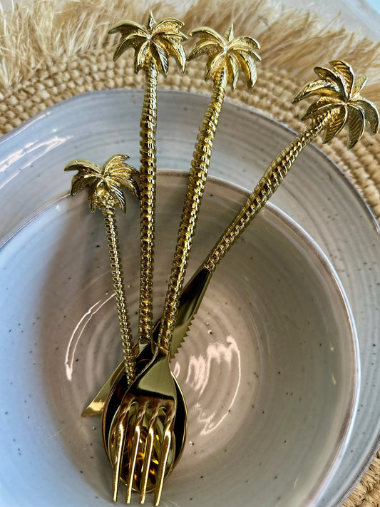 Brass Palm Cutlery Set + receive a matching napkin ring Free 🌴