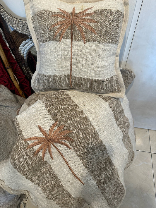 Rose Gold Palm Tree Throw & Cushion Set