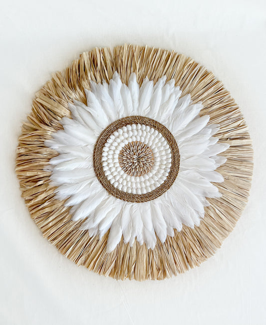 Raffia Goose Feather & Shell JuJu