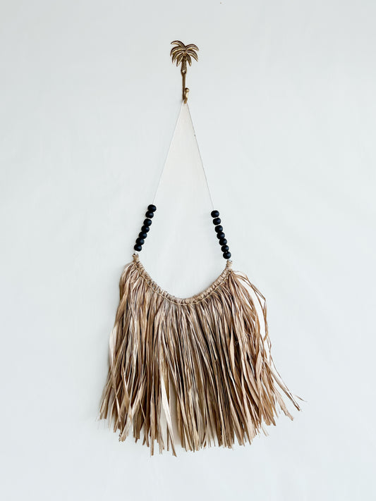 Raffia Wall Hanging w/black beads